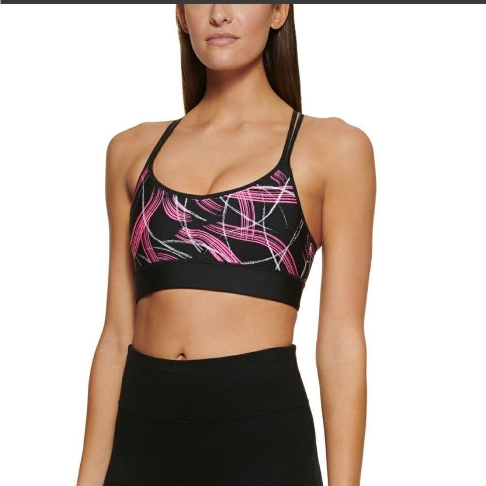 DKNY Sport Electric Shock Printed Sports Bra sz Med